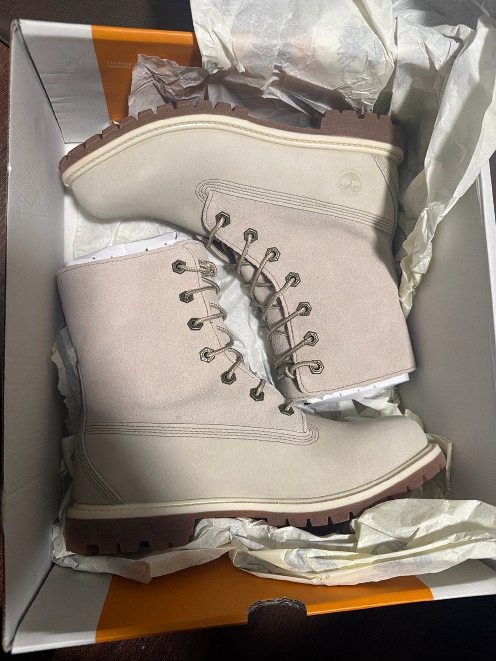 Timberland Women’s Teddy Fleece Fold-Down Boot Natural/ Gray Size 8